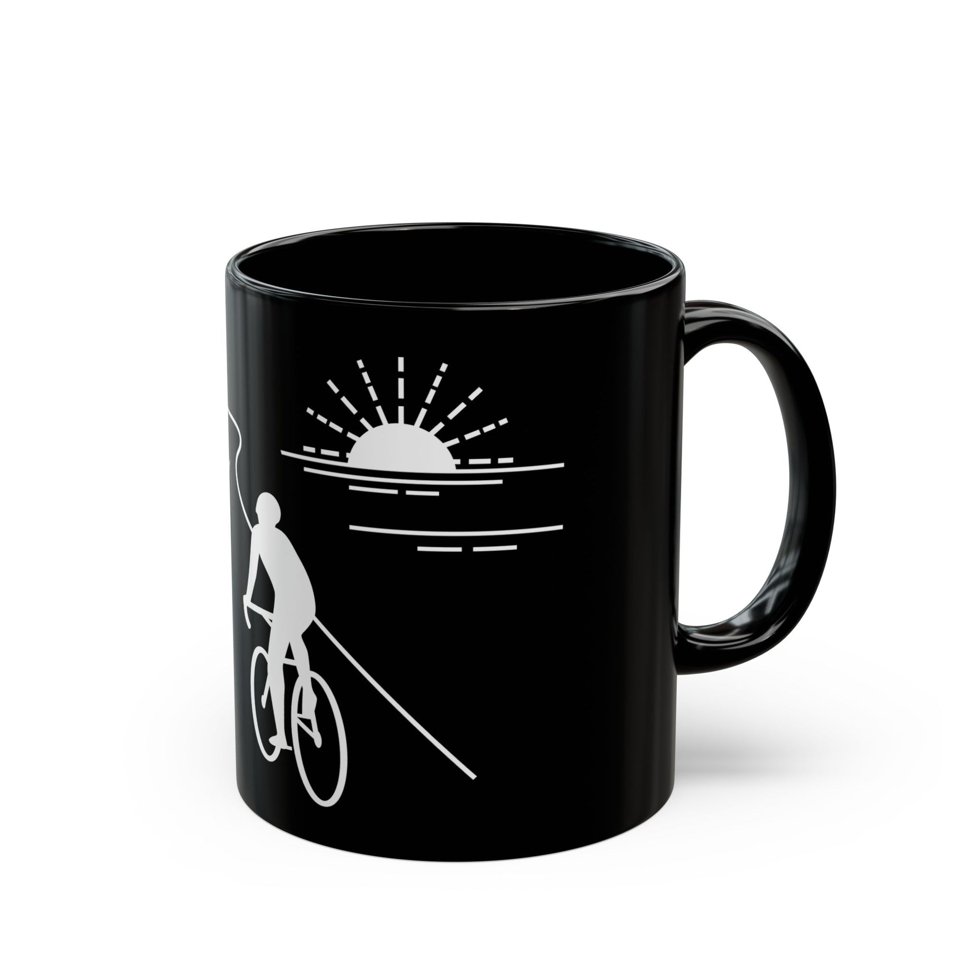 Side view of a ceramic mug with the MyPeople Cycling line illustration, handle on the right.
